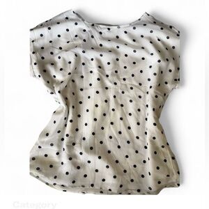 Tahari navy Polka Dot Sheer Blouse